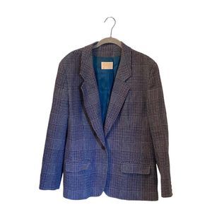 Vintage USA Pendleton Womens Blue Plaid Wool Blazer Jacket Sz 16